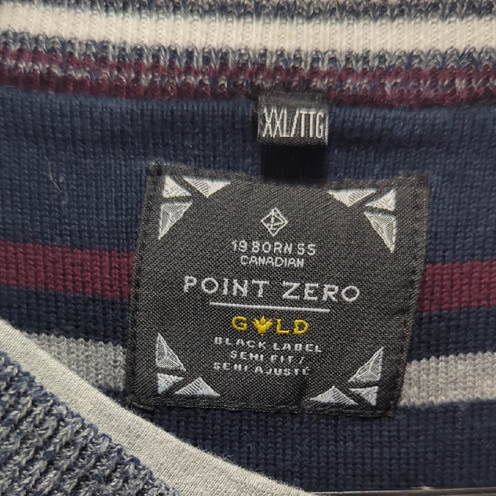 Point Zero V-Neck Sweater - Blue, Gray, Burgundy - Picture 6 of 8